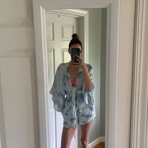 Tie Dye Tie Front Romper